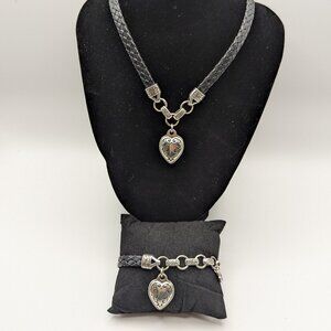 Brighton Leather Necklace and Kings Road Black Leather Heart Bracelet